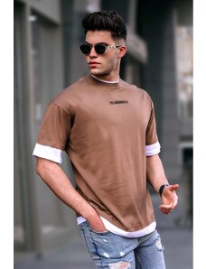 Madmext Men's Brown Basic Oversize T-Shirt 5802