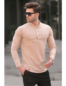 Madmext Beige Linen Regular Fit Men's Shirt 5586