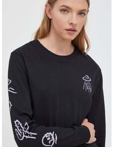 Bavlněné tričko s dlouhým rukávem Vans černá barva