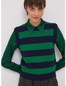 Vlněná vesta United Colors of Benetton zelená barva