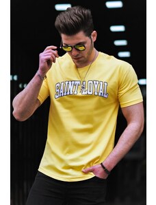 Madmext Printed Men's Yellow T-Shirt 4630