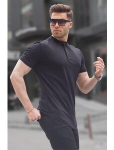 Madmext Black Polo Neck Basic Men's T-Shirt 6132