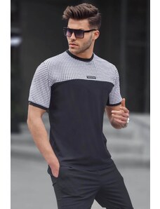 Madmext Men's Black Houndstooth Patterned T-Shirt 6103