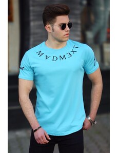 Madmext Turquoise Embroidery Men's T-Shirt 4512