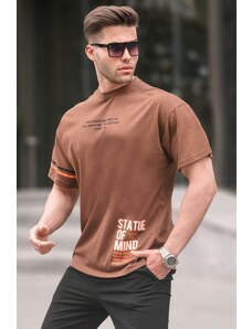 Madmext Men's Brown Regular Fit Printed T-Shirt 6087
