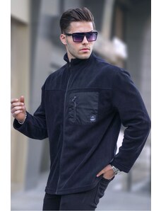 Madmext Men's Black High Neck Zipper Windproof Outdoor Fleece Sweatshirt 6046