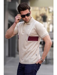 Madmext Beige Polo Collar Men's T-Shirt 5243
