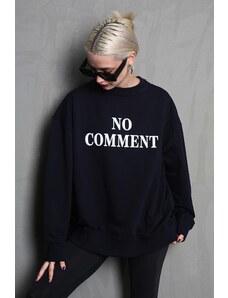 Madmext Women's Black Crew Neck Printed Oversized Sweatshirt