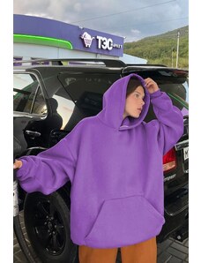 Madmext Purple Oversized Hooded Sweatshirt
