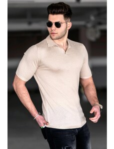 Madmext Beige Polo Neck T-Shirt 5074