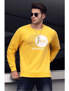 Madmext Yellow Printed Crewneck Sweatshirt 4756