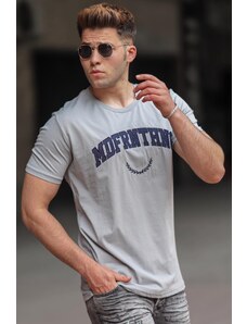 Madmext Men's Gray Printed T-Shirt 5267