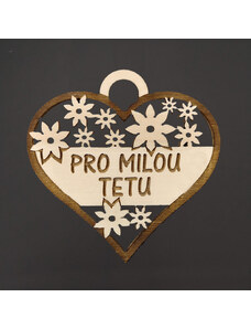 AMADEA Dřevěné srdce s textem "pro milou tetu", 7 cm, český výrobek