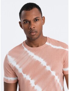 Ombre Clothing Pánské bavlněné tričko TIE DYE - růžové V2 S1622