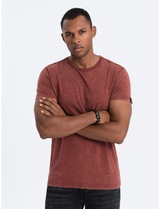 Ombre Clothing Pánské tričko s efektem ACID WASH - červené V3 S1638