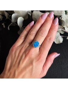 Pfleger Stříbrný prstýnek modrý opál 10mm
