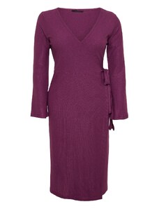 Trendyol Curve Dark Purple Double Breasted Midi Knitted Dress