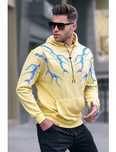 Madmext Yellow Printed Men's Sweatshirt 5286