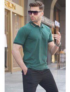 Madmext Dark Green Men's Polo Neck T-Shirt 6113