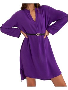 Tmavě fialové asymetrické košilové šaty