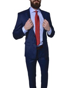 Alain Delon Modrý vlnený Slim Fit oblek