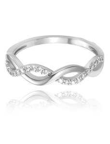 MINET Překřížený stříbrný prsten s bílým zirkonem vel.57 JMAN0510SR57
