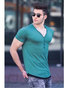 Madmext Green Men's T-Shirt with Buttons 4490