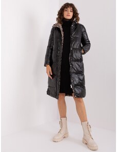 Fashionhunters Černá dlouhá zimní bunda bez kapuce
