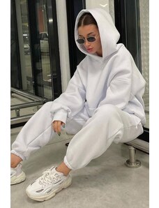 Madmext Oversized Women's Tracksuit Set With Ecru Hoodie