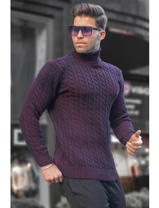 Madmext Navy Blue Turtleneck Knitted Detailed Sweater 6317