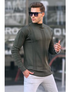 Madmext Khaki Turtleneck Patterned Sweater 6825
