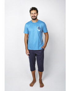 Italian Fashion Pánské pyžamo Abril, krátký rukáv, 3/4 kalhoty - modrá/námořnická modrá