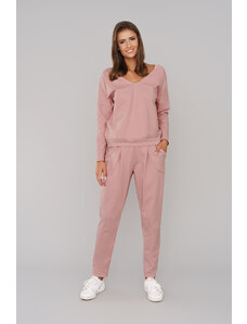 Italian Fashion Dámská tepláková souprava Karina s dlouhým rukávem, dlouhé kalhoty - pudrově růžová