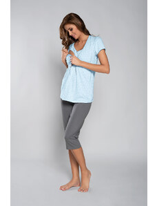 Italian Fashion Pyžamo Felicita s krátkým rukávem, 3/4 kalhoty - modro/šedá