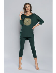 Italian Fashion Pyžamo Mandala 3/4 rukáv, 3/4 nohavice - zelené