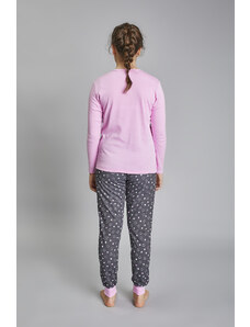 Italian Fashion Dívčí pyžamo Antilia dlouhé rukávy, dlouhé nohavice - růžová/potisk