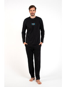 Italian Fashion Klubové pánské pyžamo dlouhé rukávy, dlouhé kalhoty - černé