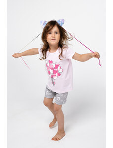 Italian Fashion Dívčí pyžamo Noelia, krátký rukáv, krátké nohavice - světle růžová/potisk