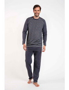 Italian Fashion Pánské pyžamo Lars dlouhé rukávy, dlouhé nohavice - grafit/grafitový potisk