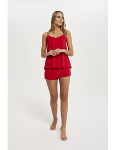 Italian Fashion Dámské pyžamo Song s úzkými ramínky, krátké kalhoty - červené