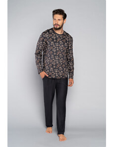 Italian Fashion Pánské pyžamo Pinus, dlouhý rukáv, dlouhé nohavice - potisk/grafit