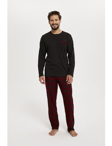 Italian Fashion Pánské pyžamo Zeman dlouhé rukávy, dlouhé nohavice - černá/potisk