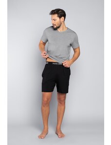 Italian Fashion Pánské pyžamo Dallas, krátký rukáv, krátké kalhoty - melange/black