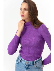 Lafaba Women's Purple Turtleneck Knitwear Sweater