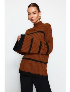 Trendyol Cinnamon Oversized Knitwear Sweater