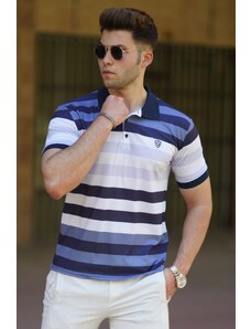 Madmext Navy Blue Polo Collar Men's T-Shirt 5279