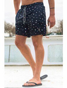 Madmext Black Patterned Men's Beach Shorts 6367