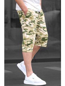 Madmext Beige Camouflage Cargo Pocket Capri Men's Trousers 6331