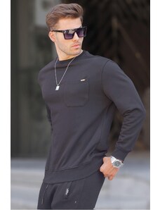 Madmext Black Regular Fit Basic Sweatshirt 6136