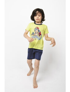 Italian Fashion Chlapecké pyžamo Remek, krátký rukáv, krátké nohavice - zelená/námořnická modrá